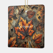 Aangepaste naam Grungy Autumnal Industrial Leaves Keramisch Ornament (Links)