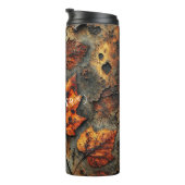 Aangepaste naam Grungy Autumnal Industrial Leaves Thermosbeker (Geroteerd rechts)