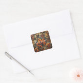 Aangepaste naam Grungy Autumnal Industrial Leaves Vierkante Sticker (Envelop)