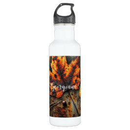 Aangepaste naam Grungy Autumnal Industrial Leaves Waterfles