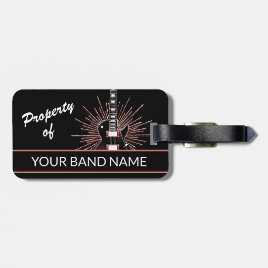 Aangepaste naam Guitar Band Merch Rock Roll Music  Bagagelabel (Achterkant horizontaal)