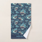 Aangepaste naam haaien patroon bad handdoek (Handdoek)
