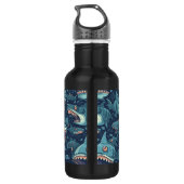 Aangepaste naam haaien patroon waterfles  (Achterkant)