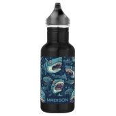 Aangepaste naam haaien patroon waterfles  (Rechts)
