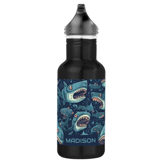 Aangepaste naam haaien patroon waterfles  (Rechts)