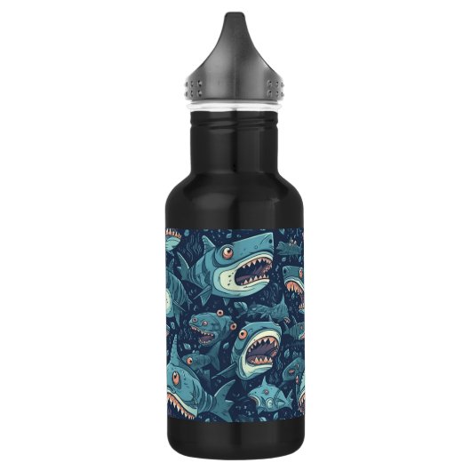 Aangepaste naam haaien patroon waterfles  (Links)