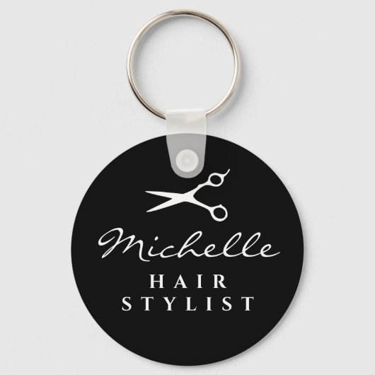 Aangepaste naam haarstylist barber salon scissors sleutelhanger (Voorkant)