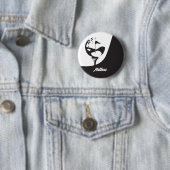 Aangepaste naam Hallo Zwart en Wit Golf  Ronde Button 5,7 Cm (In situ)