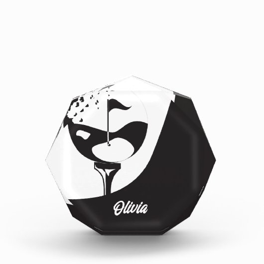 Aangepaste naam Hallo zwart-wit Golf Fotoblokken (Voorkant)