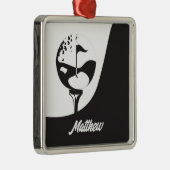 Aangepaste naam Hallo zwart-wit Golf Metalen Ornament (Rechts)