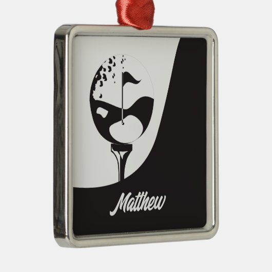 Aangepaste naam Hallo zwart-wit Golf Metalen Ornament (Rechts)