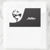 Aangepaste naam Hallo zwart-wit Golf Rechthoekige Sticker (Tas)