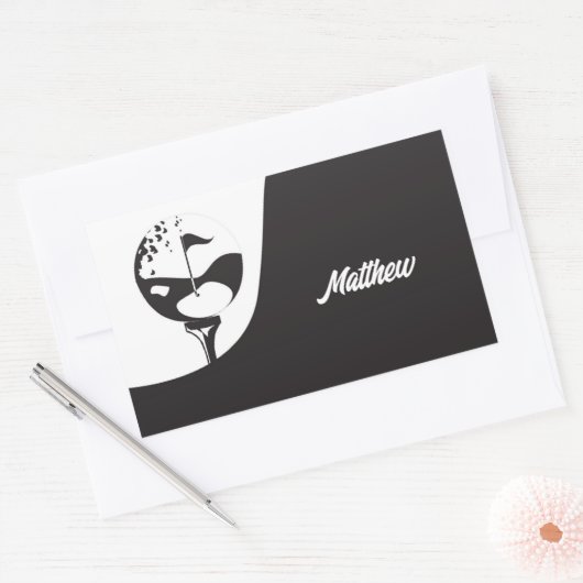 Aangepaste naam Hallo zwart-wit Golf Rechthoekige Sticker (Envelop)