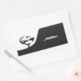 Aangepaste naam Hallo zwart-wit Golf Rechthoekige Sticker