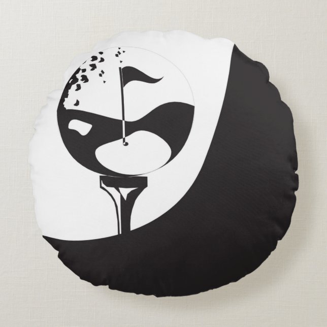 Aangepaste naam Hallo zwart-wit Golf Rond Kussen (Voorkant)