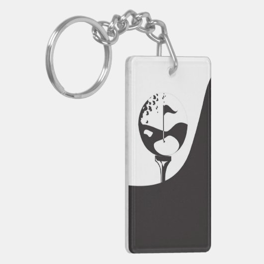 Aangepaste naam Hallo zwart-wit Golf Sleutelhanger (Voorkant Links)