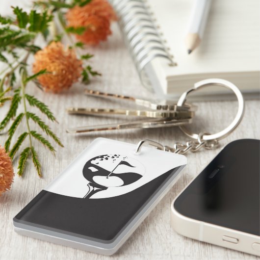 Aangepaste naam Hallo zwart-wit Golf Sleutelhanger (Voorkant Rechts)