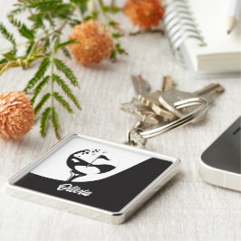 Aangepaste naam Hallo zwart-wit Golf Sleutelhanger