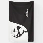 Aangepaste naam Hallo zwart-wit Golf Spandoek (Verticaal)