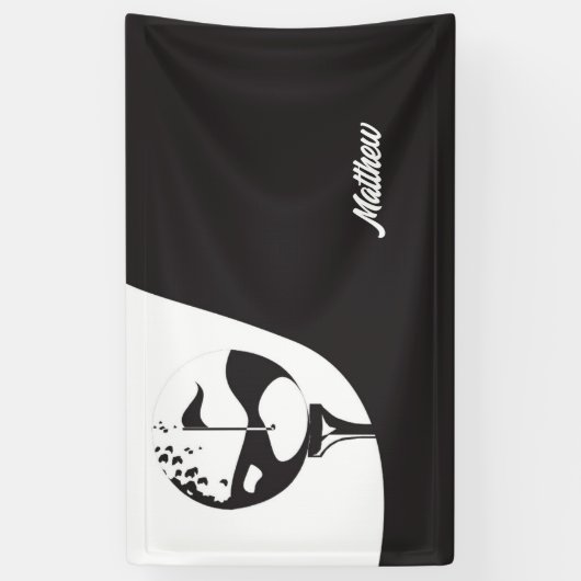 Aangepaste naam Hallo zwart-wit Golf Spandoek (Verticaal)