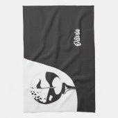 Aangepaste naam Hallo zwart-wit Golf Theedoek (Verticaal)