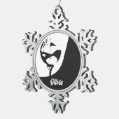 Aangepaste naam Hallo zwart-wit Golf Tin Sneeuwvlok Ornament (Rechts)