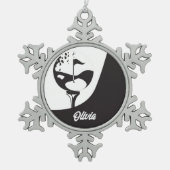Aangepaste naam Hallo zwart-wit Golf Tin Sneeuwvlok Ornament (Voorkant)