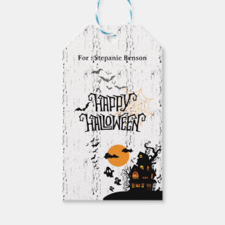 Aangepaste Naam Halloween Gift Labels | spookhuis Cadeaulabel