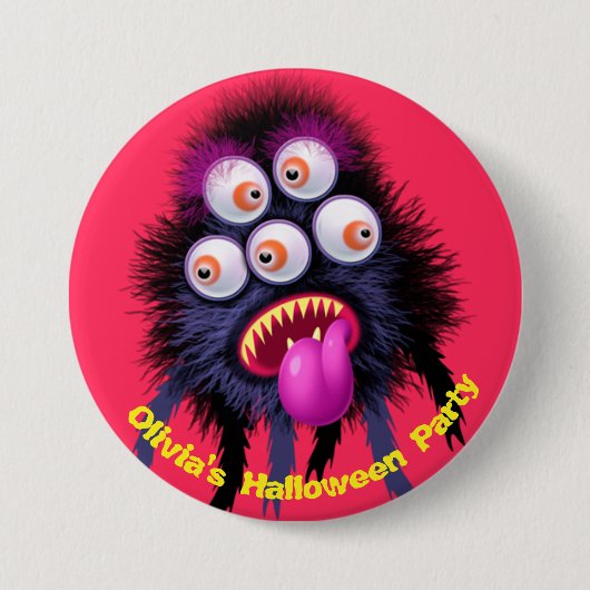 Aangepaste naam Halloween party badge. Ronde Button 7,6 Cm (Voorkant)