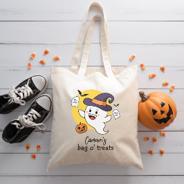 Aangepaste naam Halloween Trick or treat Leuke Gho Tote Bag