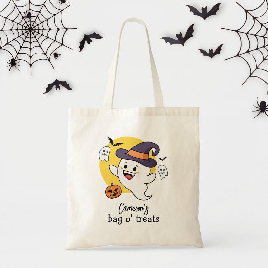 Aangepaste naam Halloween Trick or treat Leuke Gho Tote Bag
