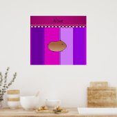 Aangepaste naam hamster paarse roze strepen poster (Keuken)