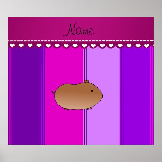 Aangepaste naam hamster paarse roze strepen poster (Voorkant)