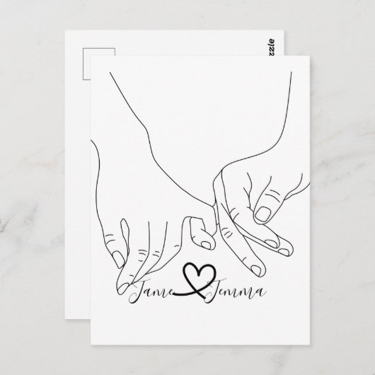 Aangepaste naam Hand vasthouden lijn   Briefkaart (Voorkant / Achterkant)