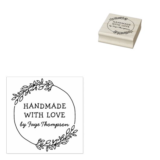 Aangepaste naam Handgemaakt met Liefde Rubberstempel (Gestempeld)
