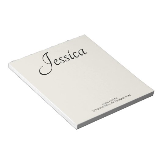 Aangepaste naam Handgeschreven script contactgegev Notitieblok (Schuin)