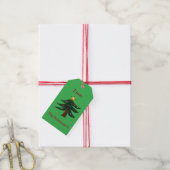 Aangepaste naam handgetekende kerstboom groen cadeaulabel (Met Touw)