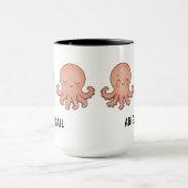 Aangepaste naam handgetekende roze octopus koffie mok (Midden)