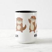 Aangepaste naam handgetekende schattige otters kof mok (Midden)