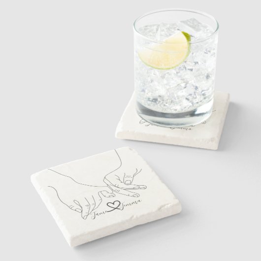 Aangepaste naam Handlijn Stenen Onderzetter (Zijkant)