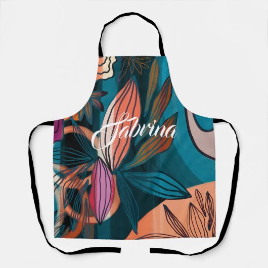 Aangepaste naam handtekening handschrift Tropisch Schort (Voorkant)