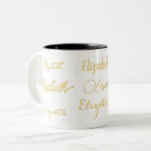 Aangepaste naam Handtekening Monogram Elegant Gold Tweekleurige Koffiemok (Voorkant links)