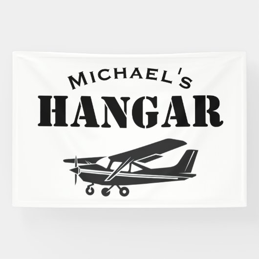 Aangepaste Naam Hangar Cessna Vliegtuigpiloot Luch Spandoek (Horizontaal)
