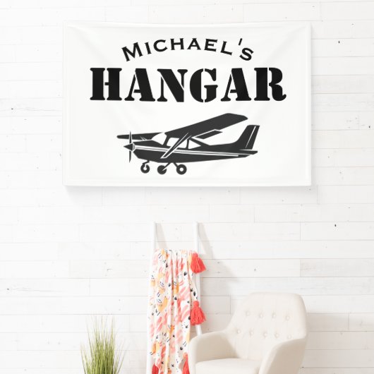Aangepaste Naam Hangar Cessna Vliegtuigpiloot Luch Spandoek (Insitu)
