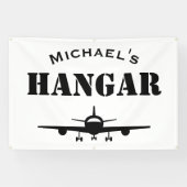 Aangepaste naam Hangar Vliegtuig Piloot Luchtvaart Spandoek (Horizontaal)