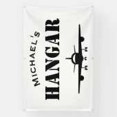 Aangepaste naam Hangar Vliegtuig Piloot Luchtvaart Spandoek (Verticaal)