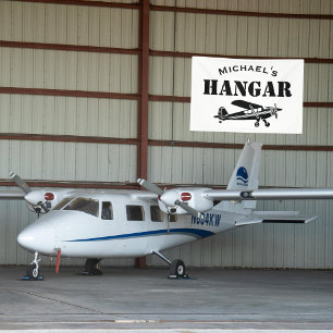 Aangepaste naam Hangar Vliegtuig Piloot Luchtvaart Spandoek