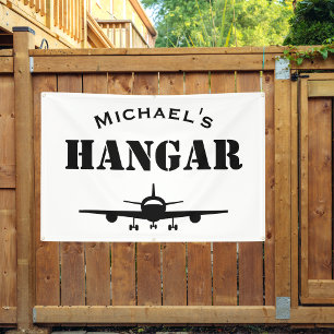 Aangepaste naam Hangar Vliegtuig Piloot Luchtvaart Spandoek