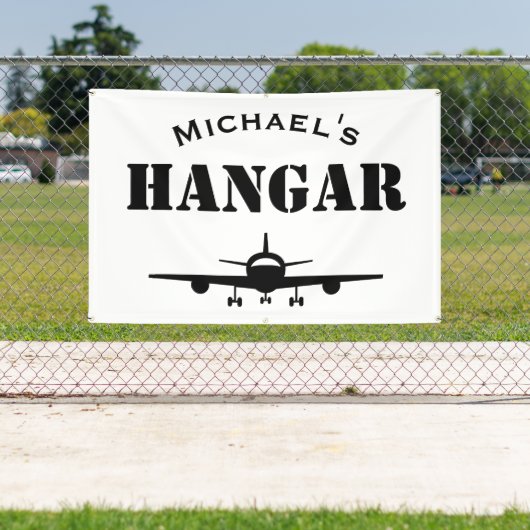 Aangepaste Naam Hangar Vliegtuigpiloot Luchtvaart Spandoek (Insitu)