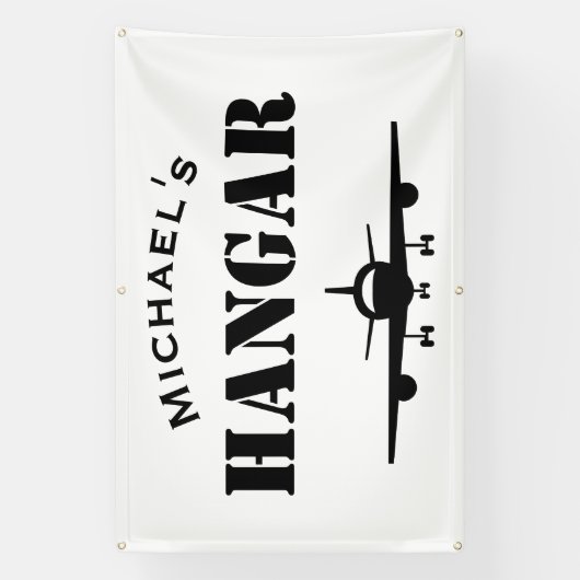 Aangepaste Naam Hangar Vliegtuigpiloot Luchtvaart Spandoek (Verticaal)